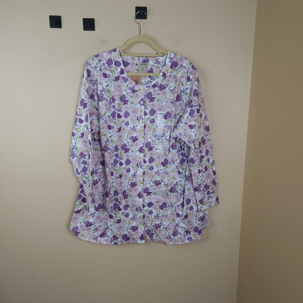 Duluth Wrinklefighter Tunic Lavender Floral Size 1X